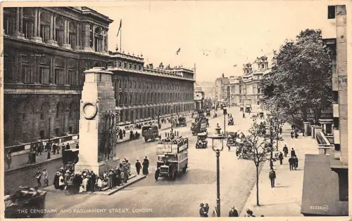 BR61206 the cenotaph and parliament street double decker bus london uk