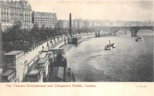 BR58322 the thames embankment and cleopatra s needle ship bateaux london uk