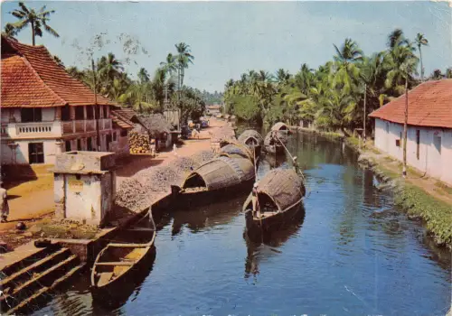 B44478 Frachtboote Kerala Indien Boote Bateaux