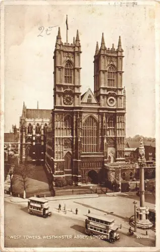 BR94071 West Towers Westminster Abbey London Doppeldeckerbus UK