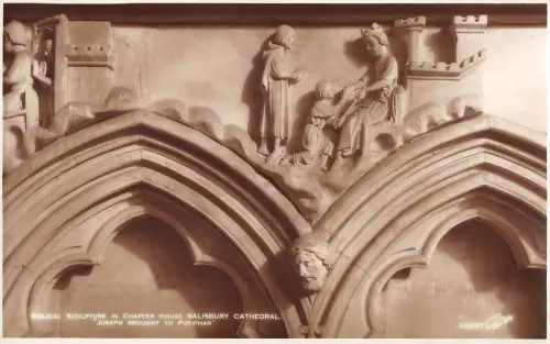 uk19811 biblische Skulptur im Kapitelsaal Salisbury Kathedrale Echtfoto UK