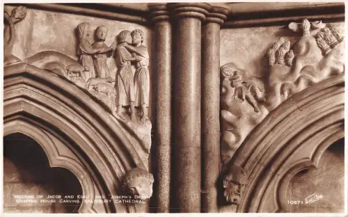 uk19809 meeting of jacob and esau salisbury cathedral real photo uk