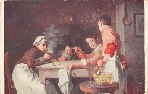 B27447 Kunst Gemälde Tableaux J. Bail The Game of Cards