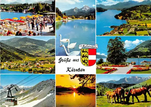 B54877 Karten mutiviews Pferdehütten Seilbahn Schwan Cygne Österreich