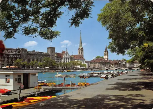 B84127 zürich stadhaus fraumünster und st peterskirche schweiz