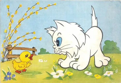 B28552 Tier Katze Chat Ente Rumänien Ganzsache