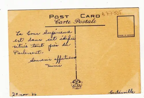 B77395 confederation building ottawa canada scan front/back image