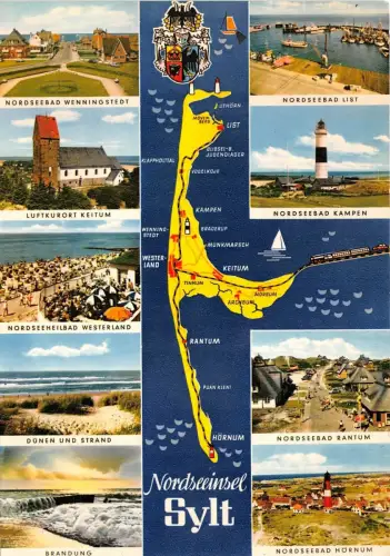 BG10087 Karte Cartes Geographiques Leuchtturm Insel Sylt Deutschland