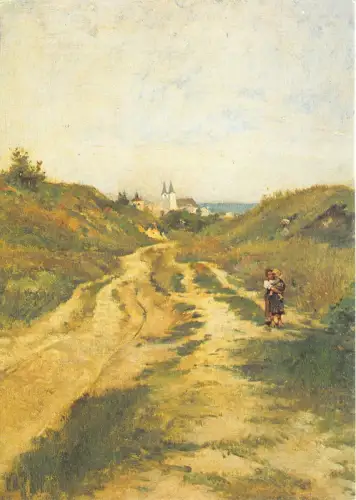 B64146 Kunst Reproduktion Deak Ebner Lajos Sandstraße Ungarn Gemälde Postkarte