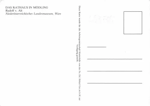 B69705 Kunst Reproduktion Das Rathaus in Modling Rudolf v Alt Postkarte