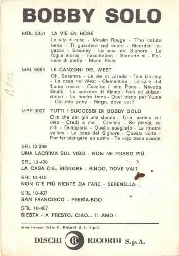 B0202 Music Bobby Solo PPC Front/Back Scan