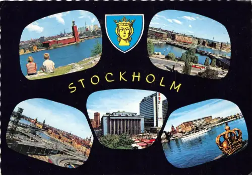 B44417 Stokholm Boote Bateaux Autobus Multiviews Schweden