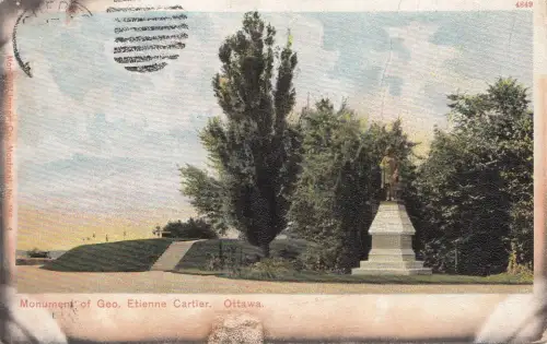 B77452 ottawa monument of geo etienne cartier canada scan front/back image