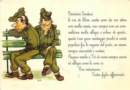 B8945 Italien Karikatur 2 traurige Soldaten von Nino