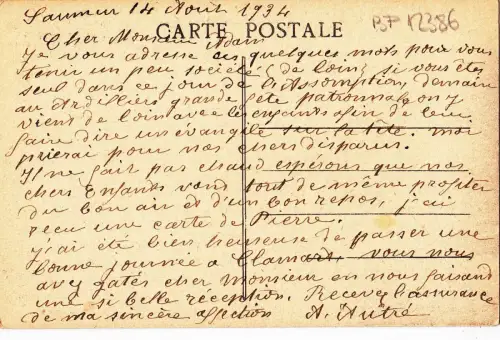 BF12386 saumur n d des ardilliers vue sur la loire france front/back image