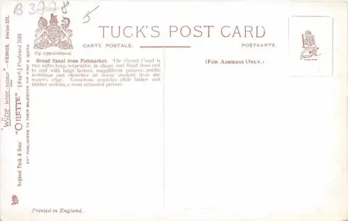 B3778 Italien Venedig Canal Grande von Fishmarke Front/Back Scan