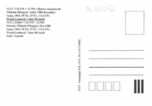 BC59342 Train MAV ward leonard railway chemin a fer
