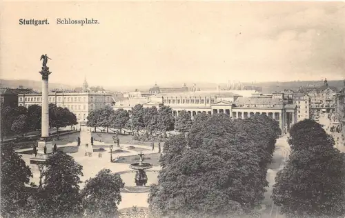 B2433 Deutschland Stuttgart Schlossplatz 1910 Vorder-/Rückscan