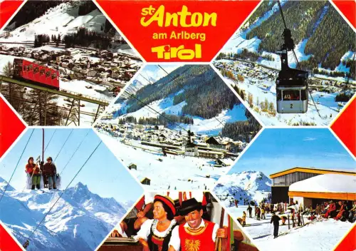 BG11592 Stanton am Arlberg Tirol Seilbahn Skitypen Folklore Österreich