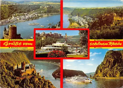 B83523 grusse vom schonen rhein ship st goar germany