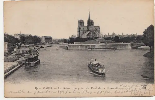 BF11631 la seine vue prise du pont de la turnell paris france front/back image