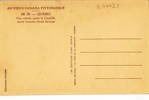 B77421 une caleche pantly la citadelle quebec canada scan front/back image
