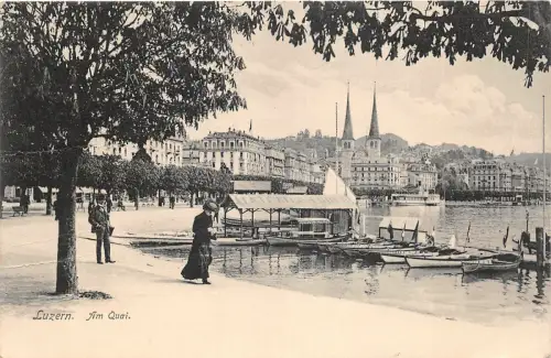 Lot 71 schweiz luzern luzern am quai boot litho boot