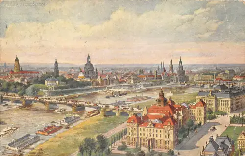 Lot 82 Zeppelin Ansicht Ministerien und Altstadt Dresden Deutschland nach Ploiesti geschickt