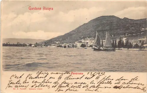 Lot 81 Italien Gardone Riviera Panorama Boot Litho nach Ploiesti geschickt