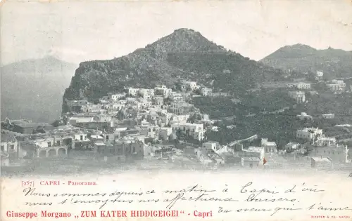 Lot 82 Italien Capri Panorama Litho geschickt an Ploiesti Giuseppe Morgano