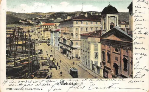 Lot 83 Triest Triest Straßenbahn Litho Italien Boot nach Ploiesti geschickt