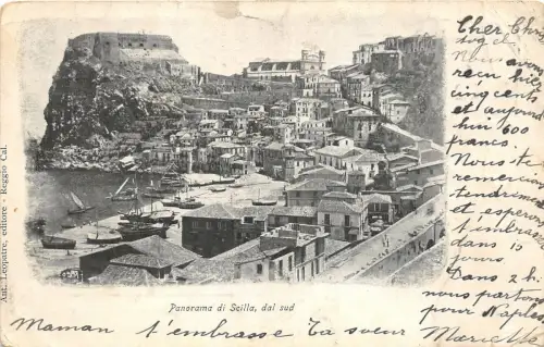 Lot 81 panorama di scilla dai sud italien litho nach Ploiesti reggio calabria geschickt