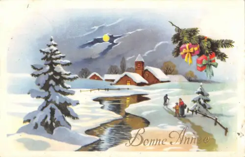 BT13006 Bonne Anne Happy New Year Greetings Holiday Christmas