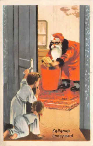 B82774 Weihnachtsmann Versteck Geschenke Weihnachten Kinder Feiertage Front/Back Scan