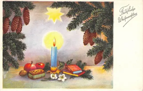 BG14640 Kerze Tannenzweig Mistel weihnachten weihnachten germany