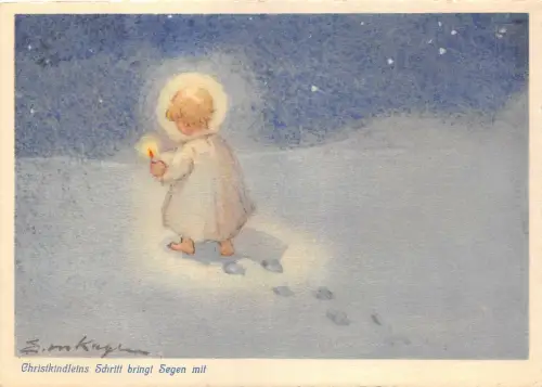 us7526 christkindleins siritt bringt segen mit artist signed christmas