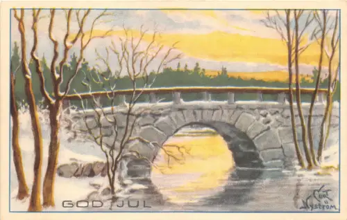 Lot 87 Curt Nystrom Grüße Postkarte Künstler signiert Schweden Weihnachtsgott Jul