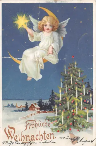 BG14845 Engel mit Stern geprägt weihnachten Weihnachtsbaum Germany