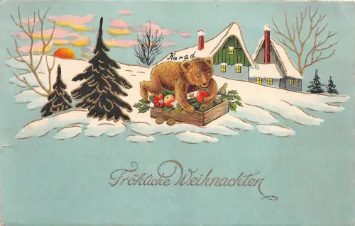 BG8357 Bär Winterlandschaft geprägt weihnachten weihnachtsgrüße germany