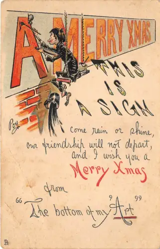 us7635 a merry x mass comic comic greetings christmas painting