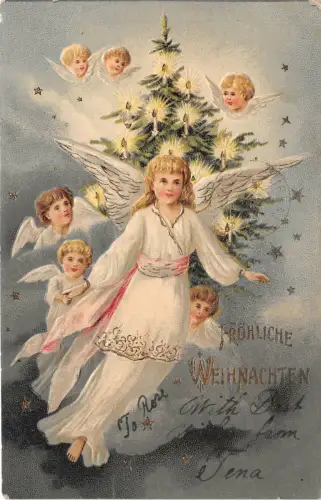 uk40899 frohliche weihnachten weihnachtsgrüße geprägt Engel