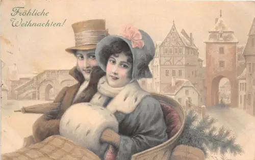 BG14639 Paar Tannenzweig M M Vienne Weihnachten Germany