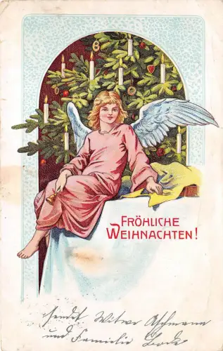 BG19997 weihnachten Weihnachtsengel Tannenkerze geprägt Germany