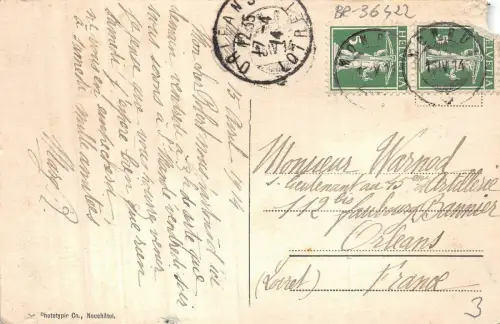 BR36422 Nechatel l Evois et vue sur la ville Schweiz