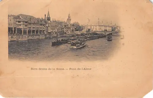 B63416 Paris Rive droite de la Seine Pont de l'Alma Boote Eckschnitt Frankreich