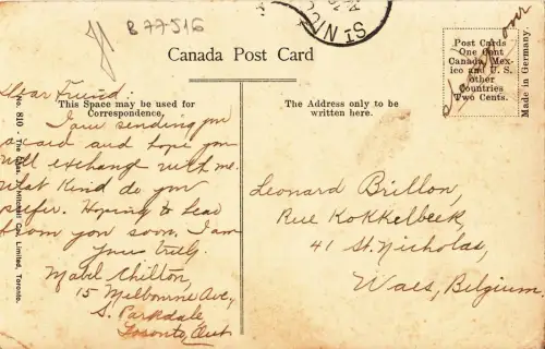 B77516 reservoir park torontotcanada scan front/back image