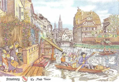 B83152 strasbourg la petite venise Gemälde Frankreich