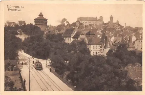 B4553 Deutschland Nürnberg Panorama Alte Straßenbahn Front/Back Scan