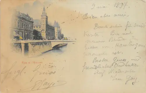 Lot 80 Uhrturm Litho Niederrhein Frankreich Paris