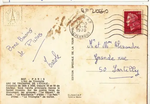 BF20640 paris l arc de triomphe france front/back image